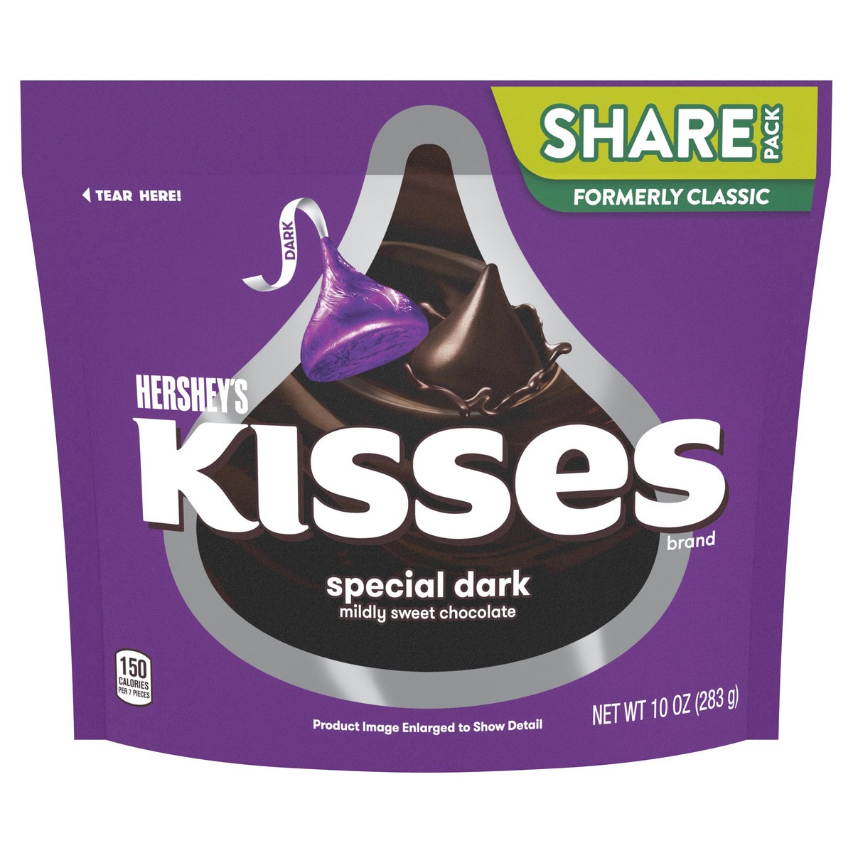 slide 7 of 7, Hershey's KISSES SPECIAL DARK Mildly Sweet Chocolate Candy Share Pack, 10 oz, 10 oz