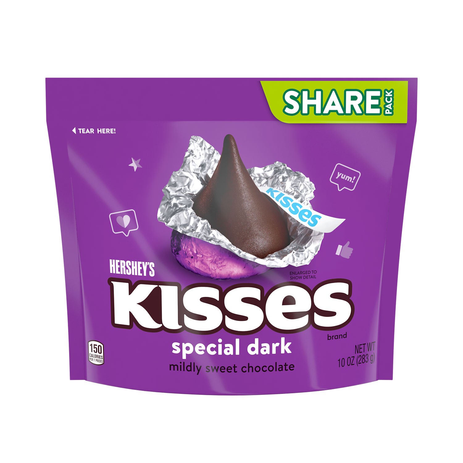 slide 1 of 7, Hershey's KISSES SPECIAL DARK Mildly Sweet Chocolate Candy Share Pack, 10 oz, 10 oz