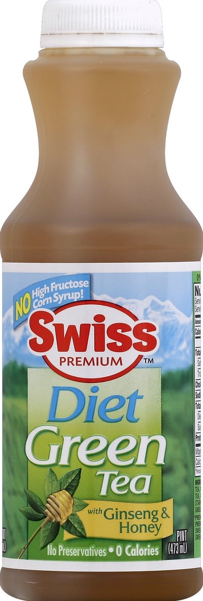slide 4 of 4, Swiss Premium Green Tea, with Ginseng & Honey, Diet - 1 pint, 1 pint