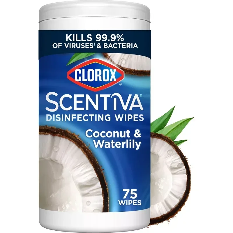 slide 1 of 9, Clorox Scentiva Disinfecting Wipes Pacific Breeze & Coconut Scent 75 Count, 75 ct