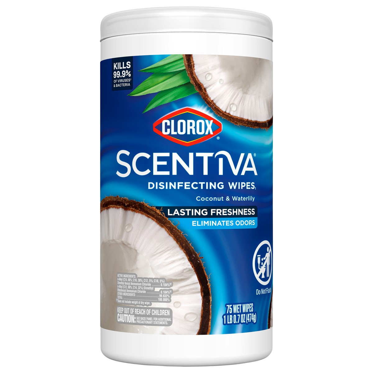 slide 1 of 14, Clorox Scentiva Disinfecting Wipes Pacific Breeze & Coconut Scent 75 Count, 75 ct