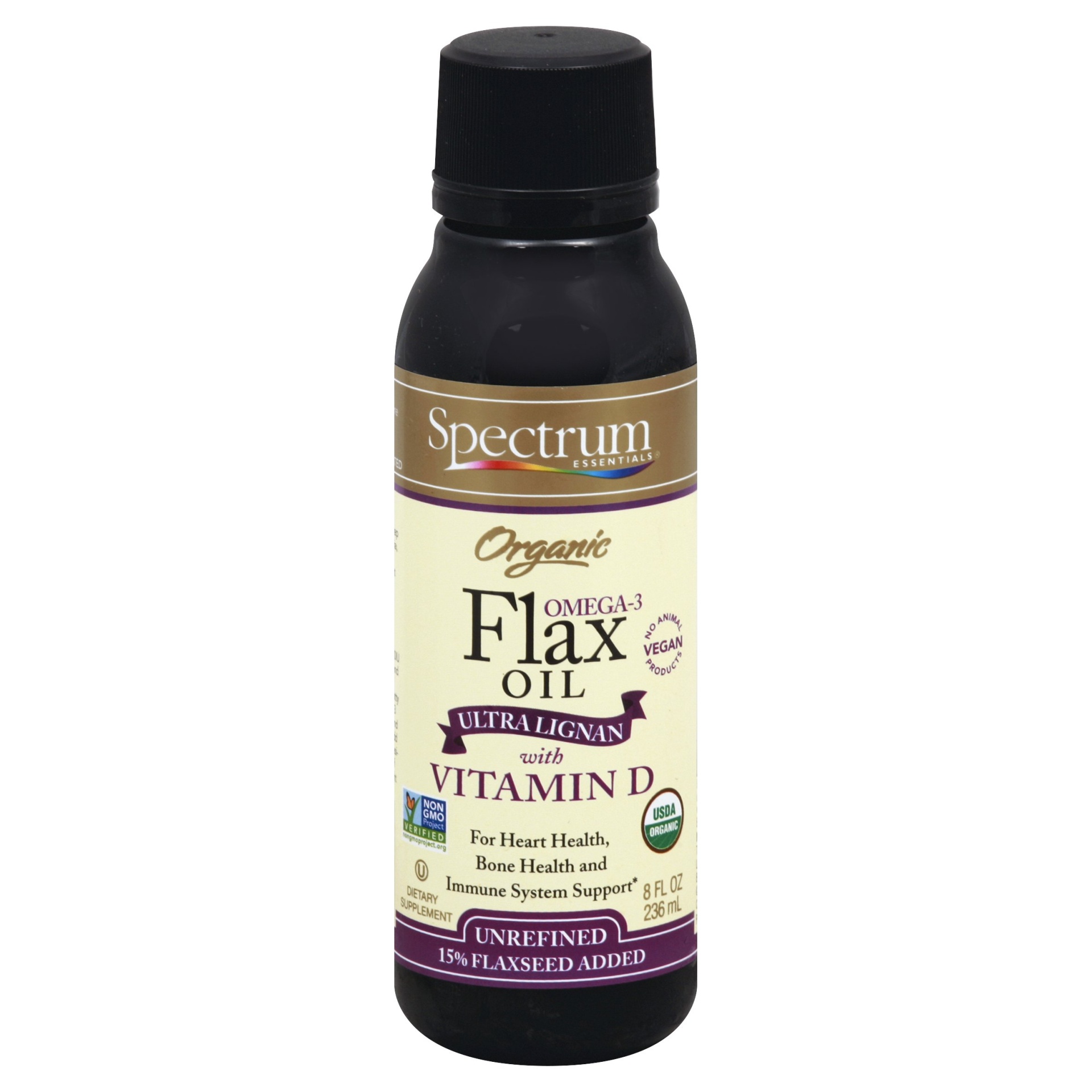 slide 1 of 2, Spectrum Naturals Organic Flax Oil with Lignin, 8 oz