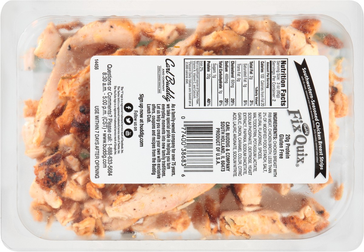 slide 3 of 3, Buddig Fix Quix Southwestern-Seasoned Chicken Breast Strips 6 oz. Pack, 6 oz