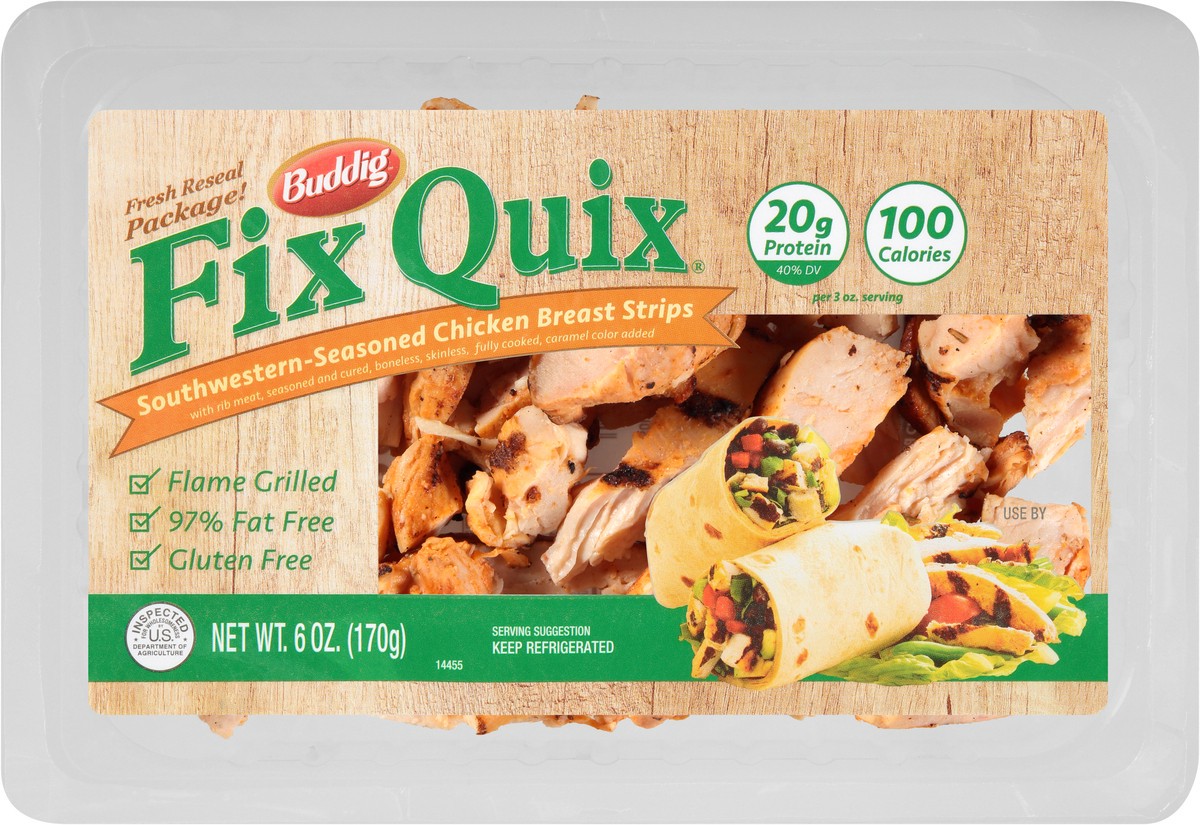 slide 2 of 3, Buddig Fix Quix Southwestern-Seasoned Chicken Breast Strips 6 oz. Pack, 6 oz