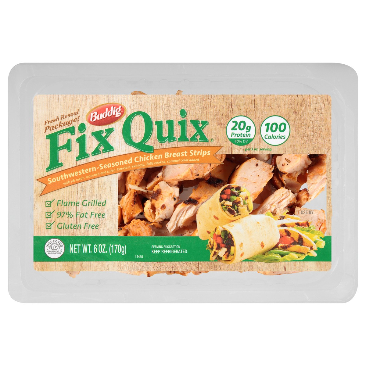 slide 1 of 3, Buddig Fix Quix Southwestern-Seasoned Chicken Breast Strips 6 oz. Pack, 6 oz