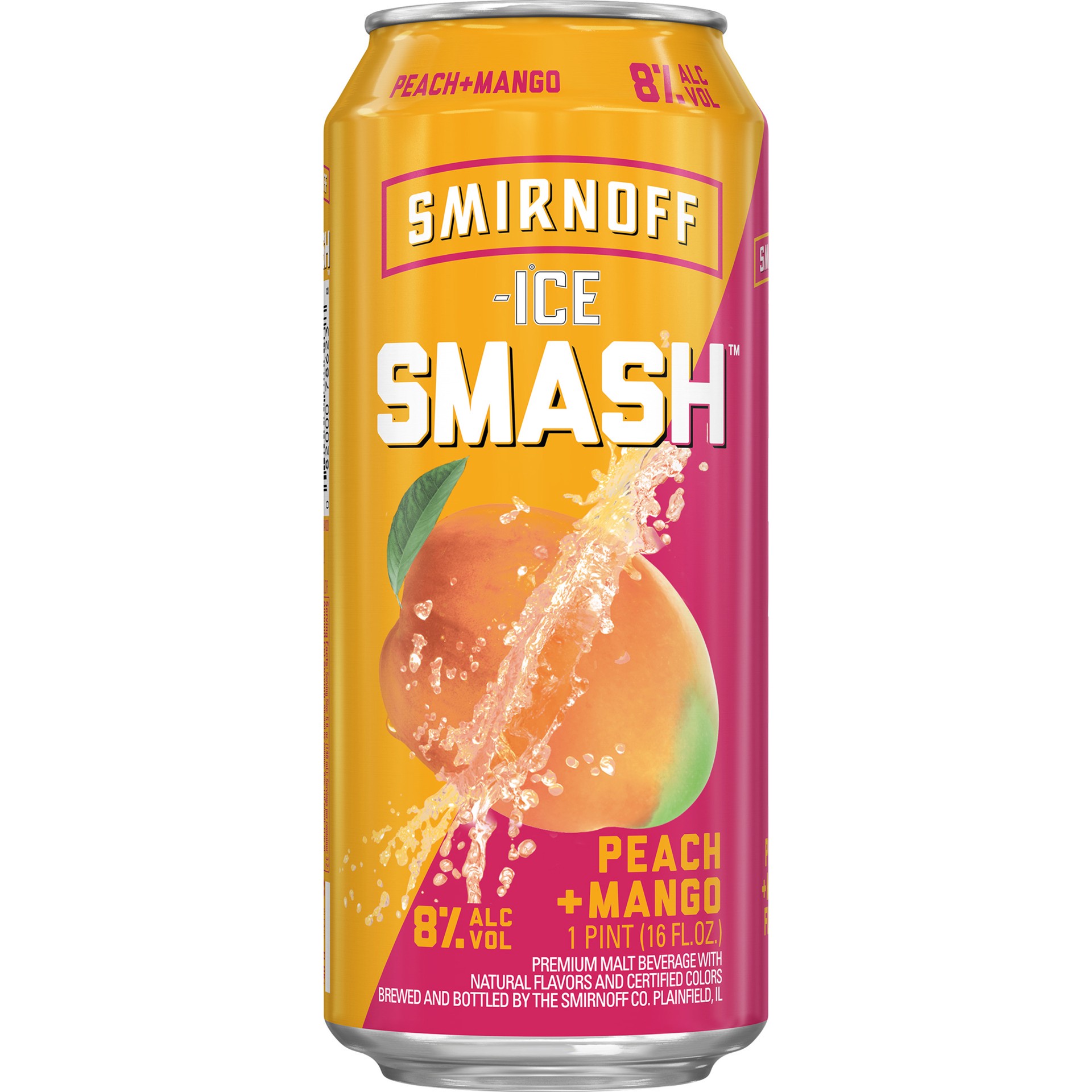 slide 4 of 4, Smirnoff Ice Smash Peach + Mango Beer 1 pt, 16 fl oz