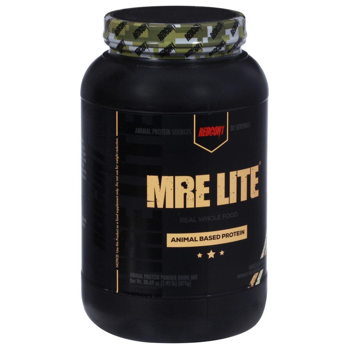 slide 2 of 14, MRE Lite Redcon1 Animal Based Protein Vanilla Milkshake Powder Drink Mix 30.69 oz, 2 lb