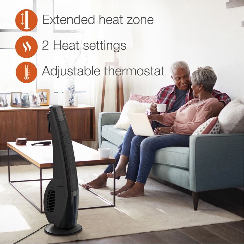 slide 4 of 13, Lasko Ultra Ceramic Tower Heater: Indoor Space Heater with Remote, Adjustable Thermostat, 1500W, Black, ETL Listed, 1 ct
