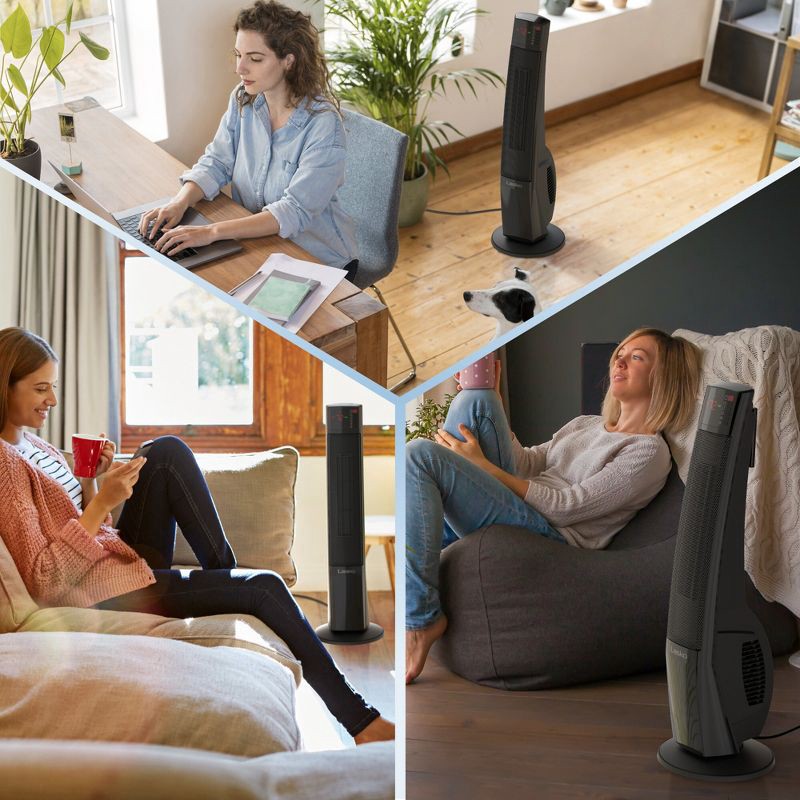 slide 7 of 13, Lasko Ultra Ceramic Tower Heater: Indoor Space Heater with Remote, Adjustable Thermostat, 1500W, Black, ETL Listed, 1 ct