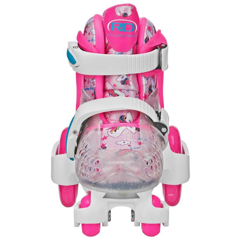 slide 5 of 5, Roller Derby Sport Kids' Roller Skate - Unicorn Pink/White M: Adjustable Size, Padded Collar, 1 ct