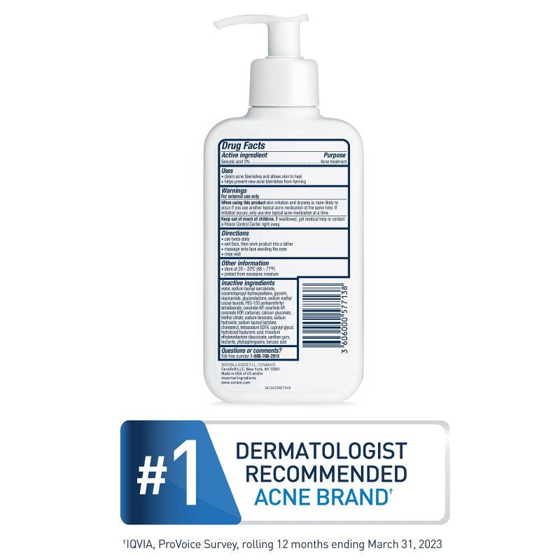 slide 5 of 8, CeraVe Acne Face Cleanser with 2% Salicylic Acid and Purifying Clay for Oily Skin - 8 fl oz, 8 fl oz