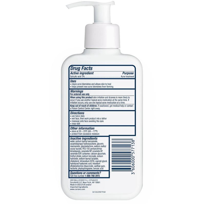 slide 7 of 8, CeraVe Acne Face Cleanser with 2% Salicylic Acid and Purifying Clay for Oily Skin - 8 fl oz, 8 fl oz