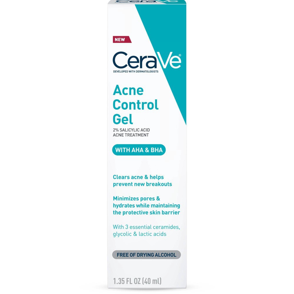 CeraVe Salicylic Acid Acne Treatment with Glycolic Acid and Lactic Acid Acne Control Gel 1