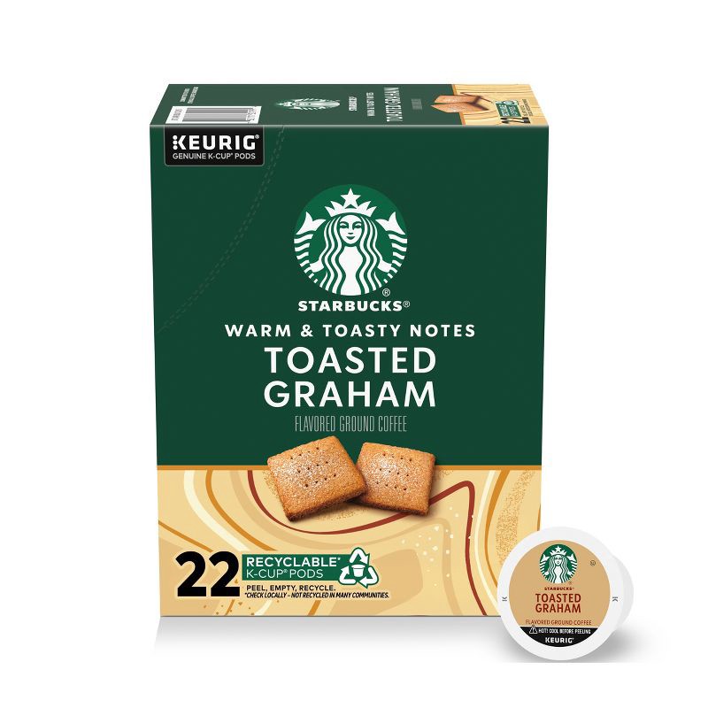 slide 1 of 8, Starbucks Toasted Graham Flavor Light Roast Keurig K-Cup Coffee Pods - 22ct, 22 ct