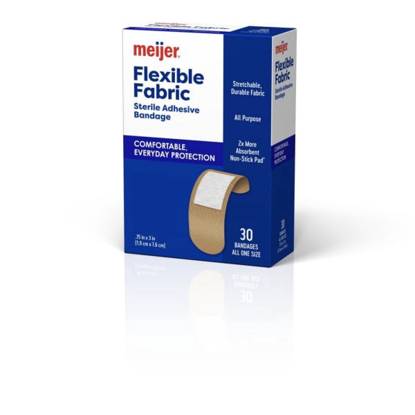 slide 12 of 21, Meijer Flexible Fabric Adhesive Bandages, 30 ct