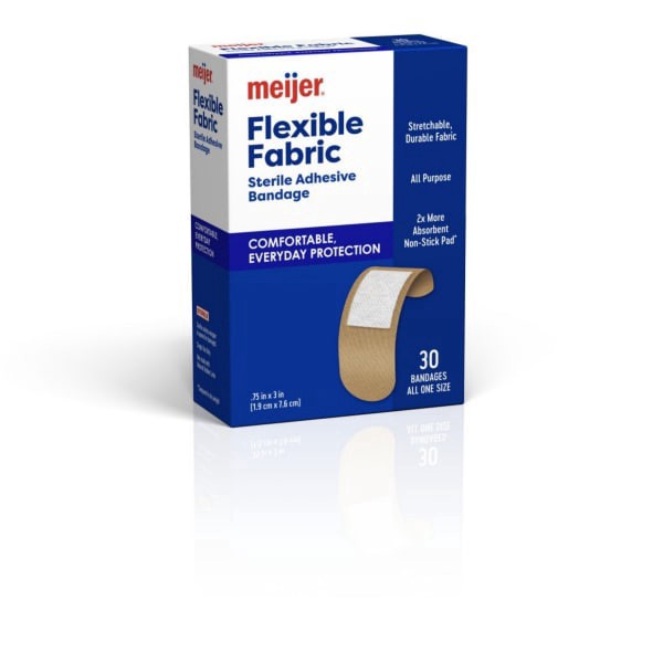 slide 20 of 21, Meijer Flexible Fabric Adhesive Bandages, 30 ct