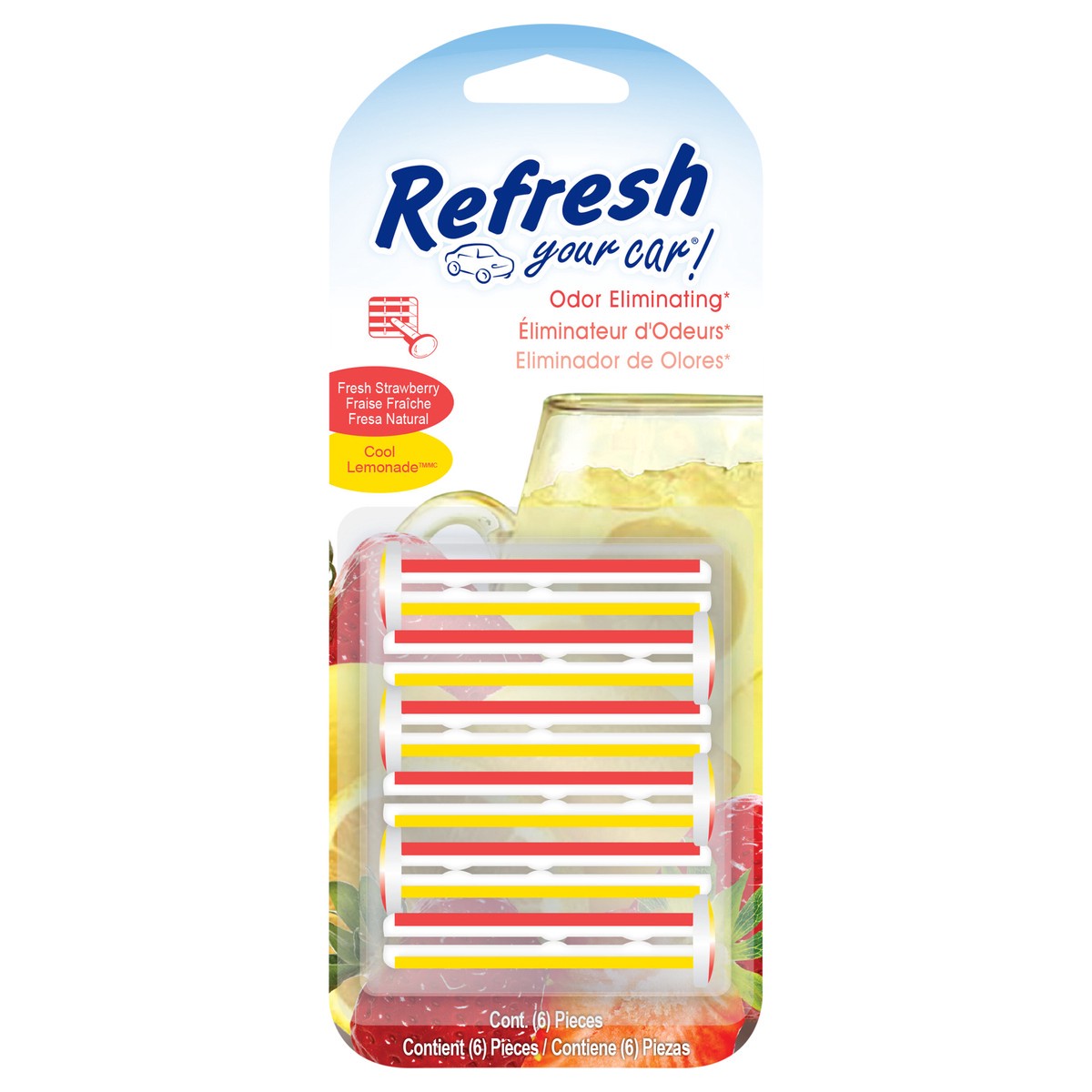 slide 1 of 3, Refresh Your Car! RYC Strawberry Lemonade 6pk Vent Stick, 6 ct