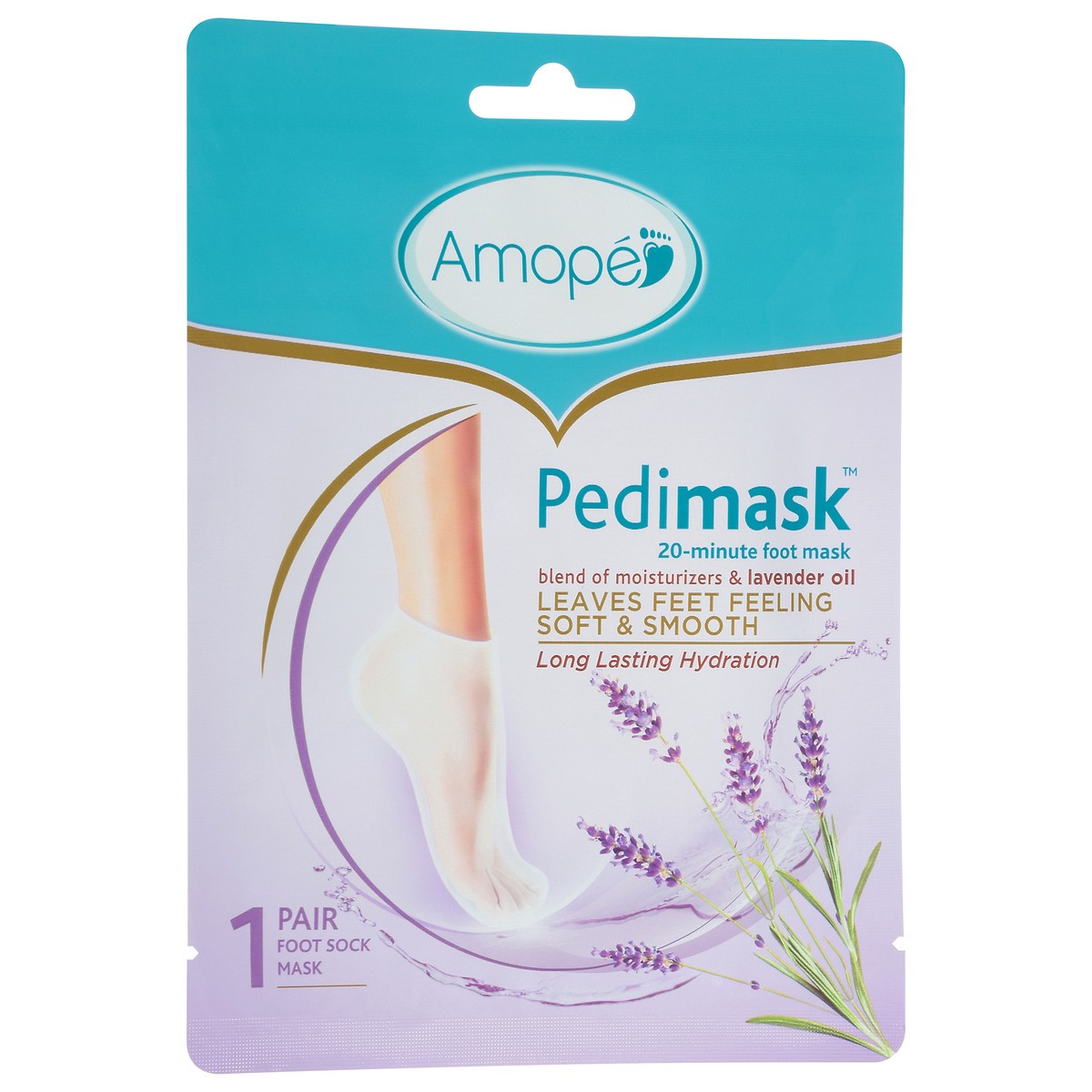 slide 5 of 9, Amope Amopé PediMask 20-Minute Foot Mask, Intensely Moisturizing Socks, Rejuvenates & Soothes, Self-Care, w/ Lavender Oil, Urea, a Blend of Moisturizers & Vitamin Complex for Long Lasting Hydration, 3 pair, 1.02 fl oz