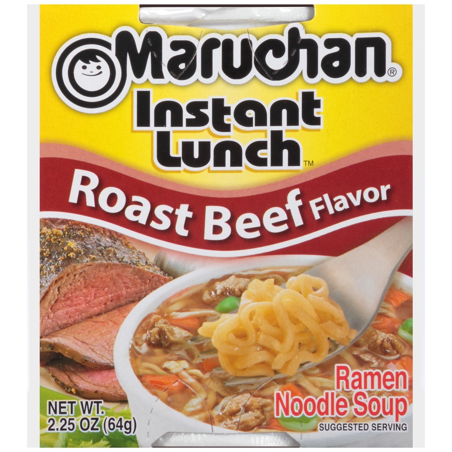 slide 1 of 8, Maruchan Instant Lunch Roast Beef Flavor Ramen Noodle Soup, 2.25 oz