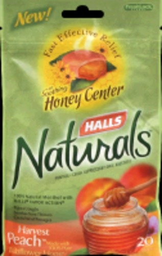 slide 1 of 1, Halls Nat Peach W/Honey, 20 ct