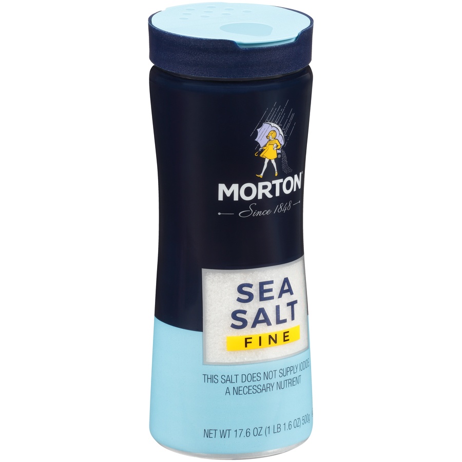 slide 2 of 8, Morton Fine Sea Salt, 17.6 oz