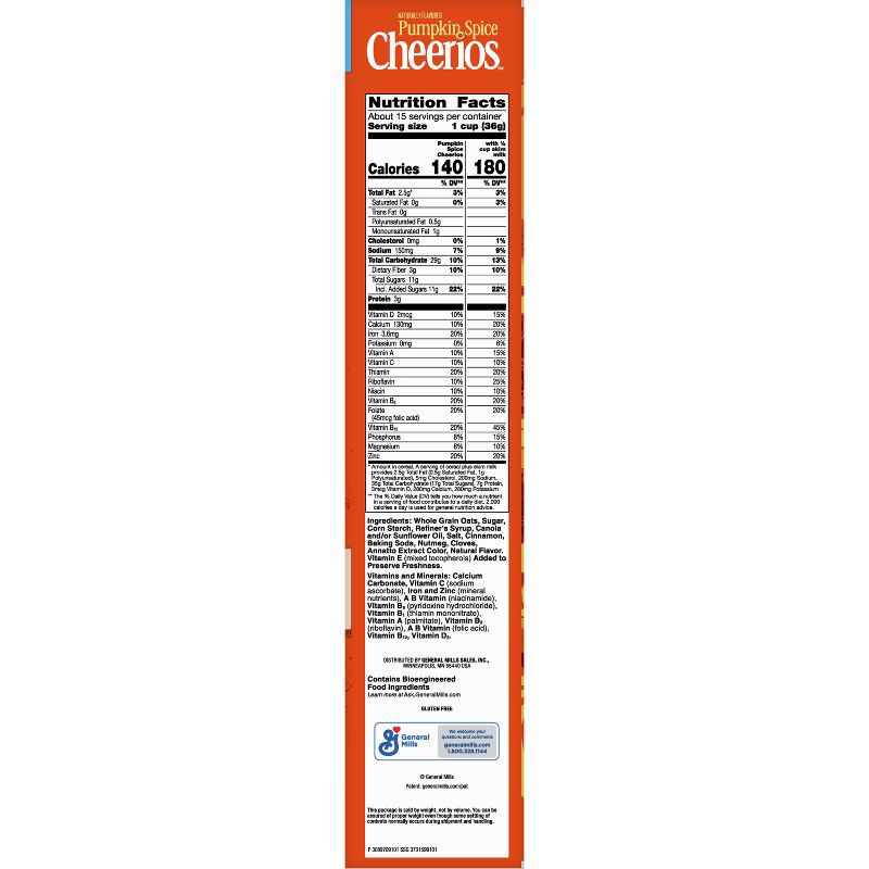 slide 6 of 14, Pumpkin Spice Cheerios Family Size Cereal - 18.5oz, 18.5 oz