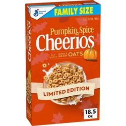 General Mills Cheerios Pumpkin Spice Gluten Free Family Size Breakfast Cereal - 18.5oz