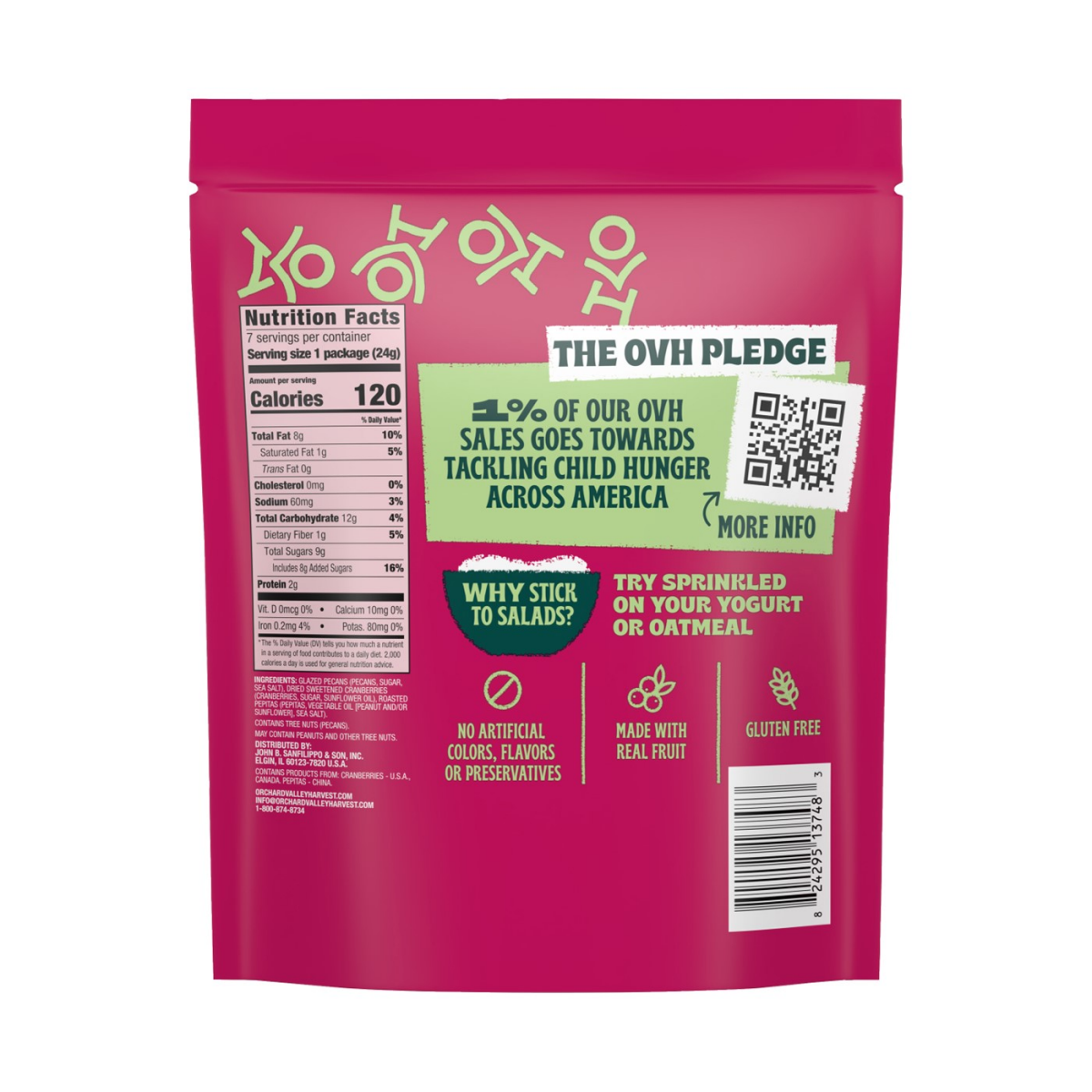 slide 2 of 2, Orchard Valley Harvest Glazed Pecans with Sweetened Cranberries & Roasted Pepitas Salad Toppers 7 - 0.85 oz Bags, 7 ct