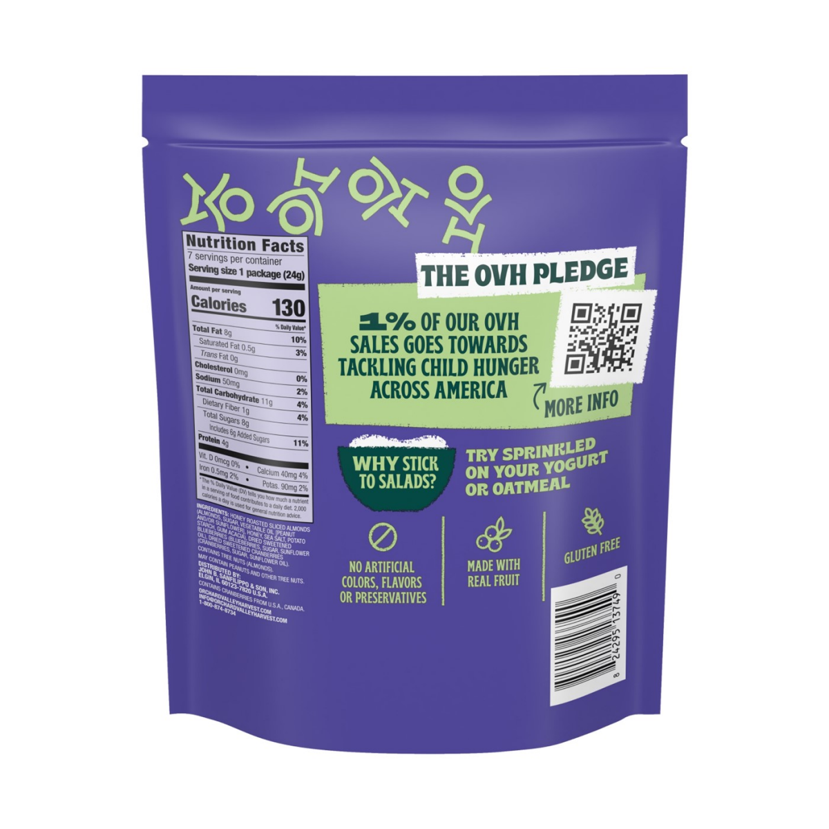 slide 2 of 2, Orchard Valley Harvest Honey Roasted Sliced Almonds with Sweetened Blueberries & Cranberries Salad Toppers 7 - 0.85 oz Bags, 7 ct