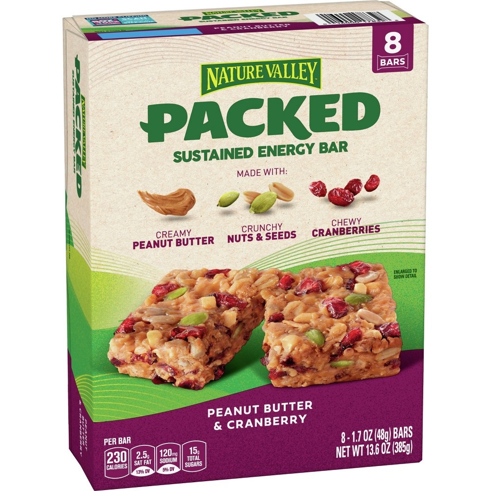 slide 2 of 7, Nature Valley Packed Peanut Butter & Cranberry Bars - 8ct/13.6oz, 8 ct; 13.6 oz