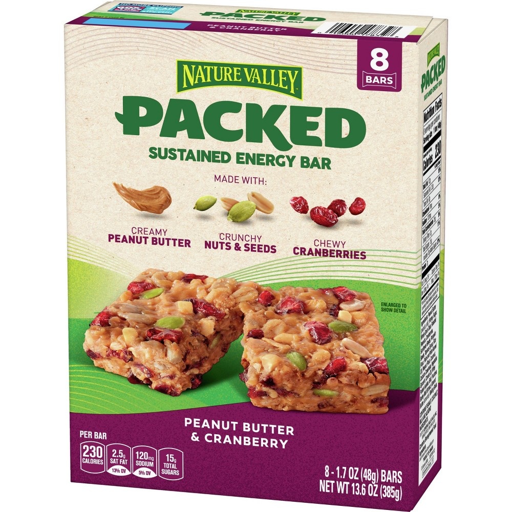 slide 3 of 7, Nature Valley Packed Peanut Butter & Cranberry Bars - 8ct/13.6oz, 8 ct; 13.6 oz