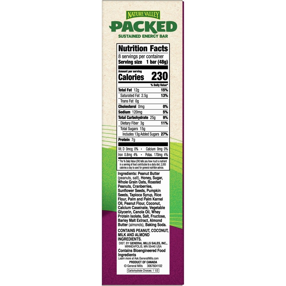 slide 5 of 7, Nature Valley Packed Peanut Butter & Cranberry Bars - 8ct/13.6oz, 8 ct; 13.6 oz