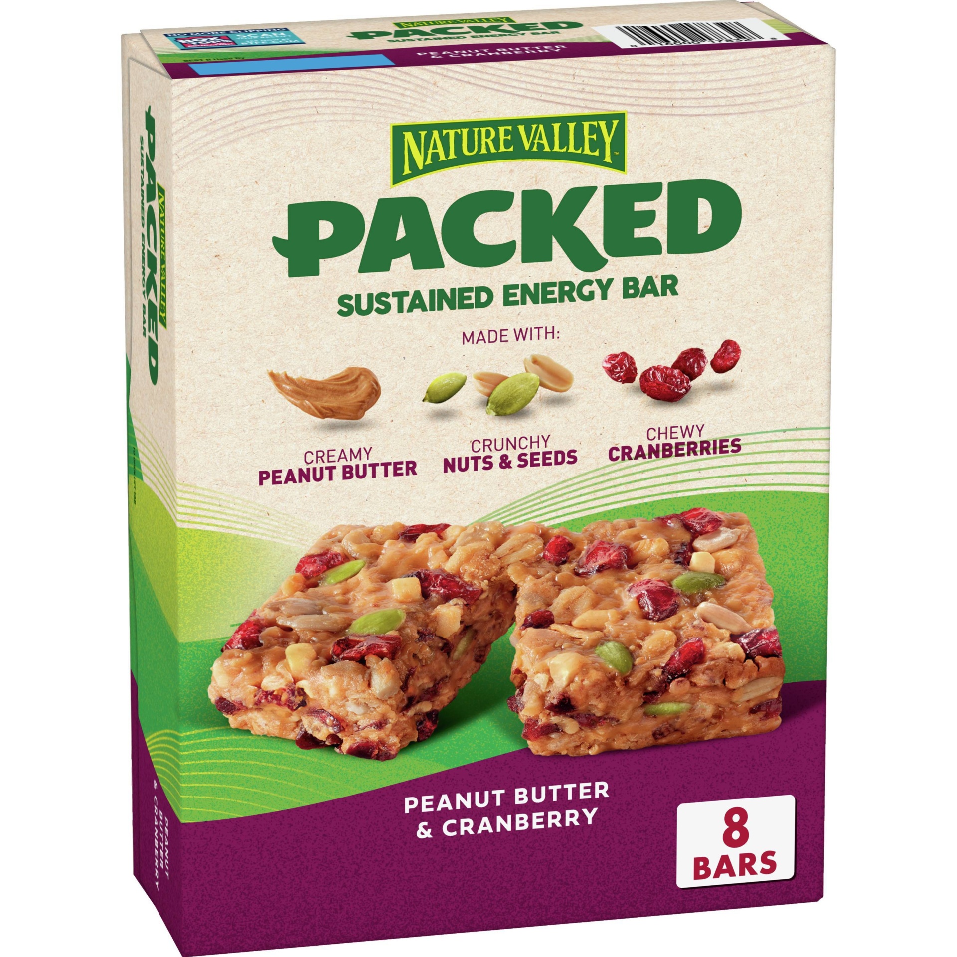 slide 1 of 7, Nature Valley Packed Peanut Butter & Cranberry Bars - 8ct/13.6oz, 8 ct; 13.6 oz