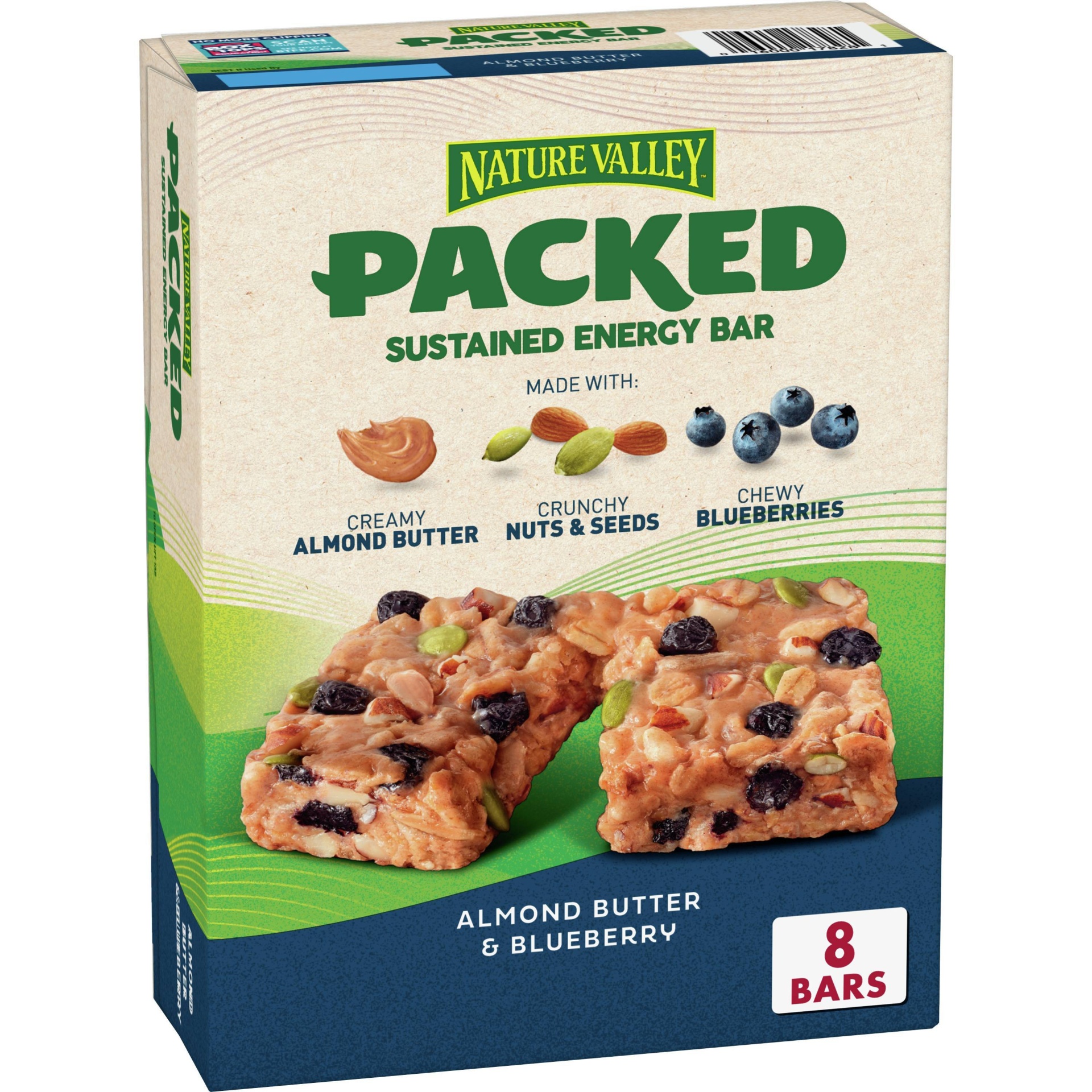 slide 1 of 10, Nature Valley Packed Almond Butter & Blueberry Bars - 8ct/13.6oz, 8 ct; 13.6 oz