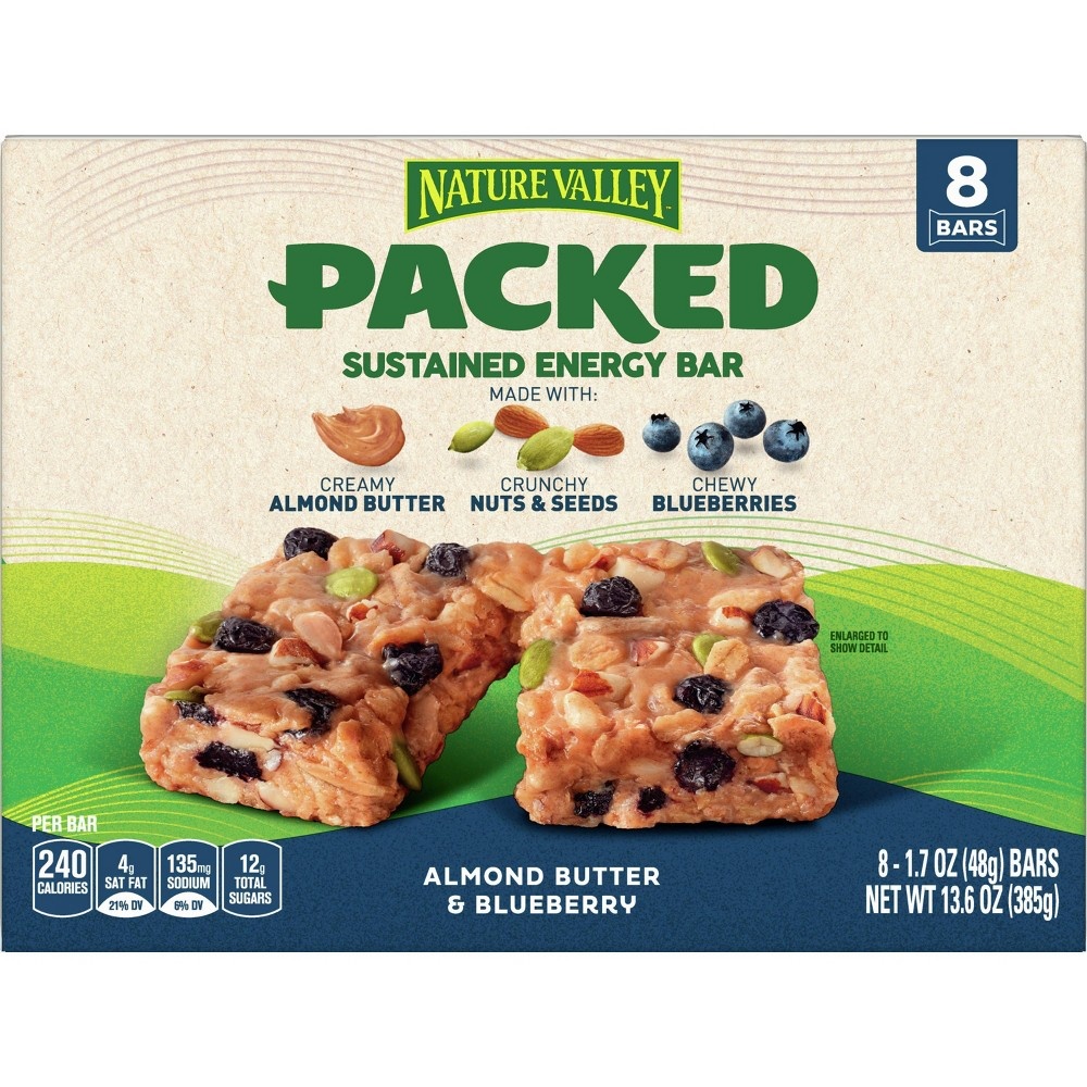 slide 5 of 10, Nature Valley Packed Almond Butter & Blueberry Bars - 8ct/13.6oz, 8 ct; 13.6 oz