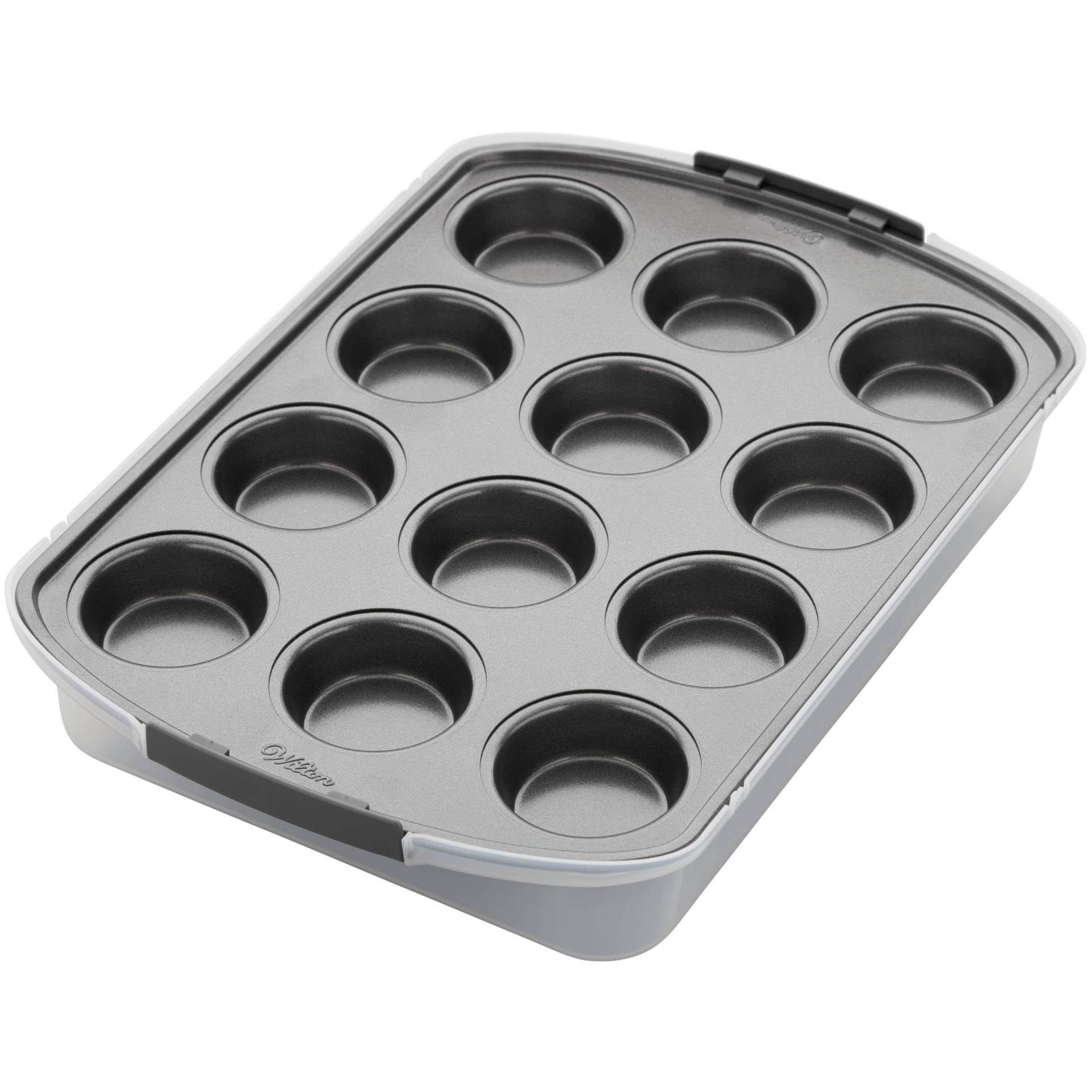 Wilton Bake It Better Non-Stick Cupcake Pan with Tall Lid, 12-Cup 