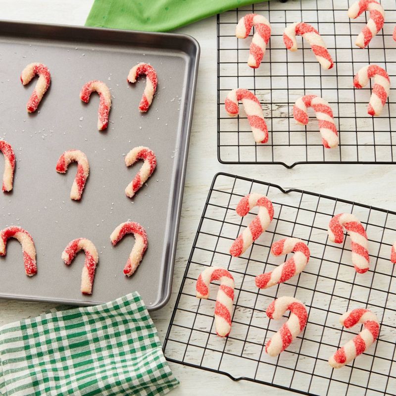 slide 2 of 6, Wilton 3pc Steel Mega Cookie Sheet and Cooling Racks Set: Nonstick Baking Pan, Sheet & Rack, Dishwasher-Safe, Gray, 3 ct