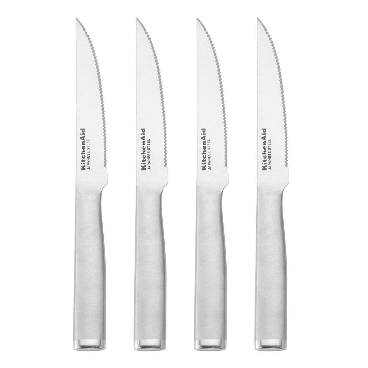 slide 1 of 3, KitchenAid 4pc Forged Stainless Steel Steak Knife Set, 4 ct