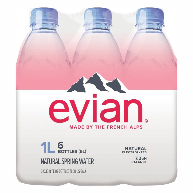 slide 2 of 6, Evian Natural Spring Water - 6pk/33.8 fl oz Bottles, 6 ct; 33.8 fl oz