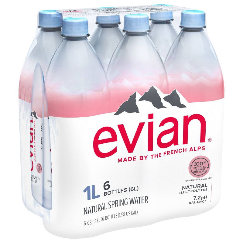 slide 12 of 14, Evian Natural Spring Water - 6pk/33.8 fl oz Bottles, 6 ct; 33.8 fl oz