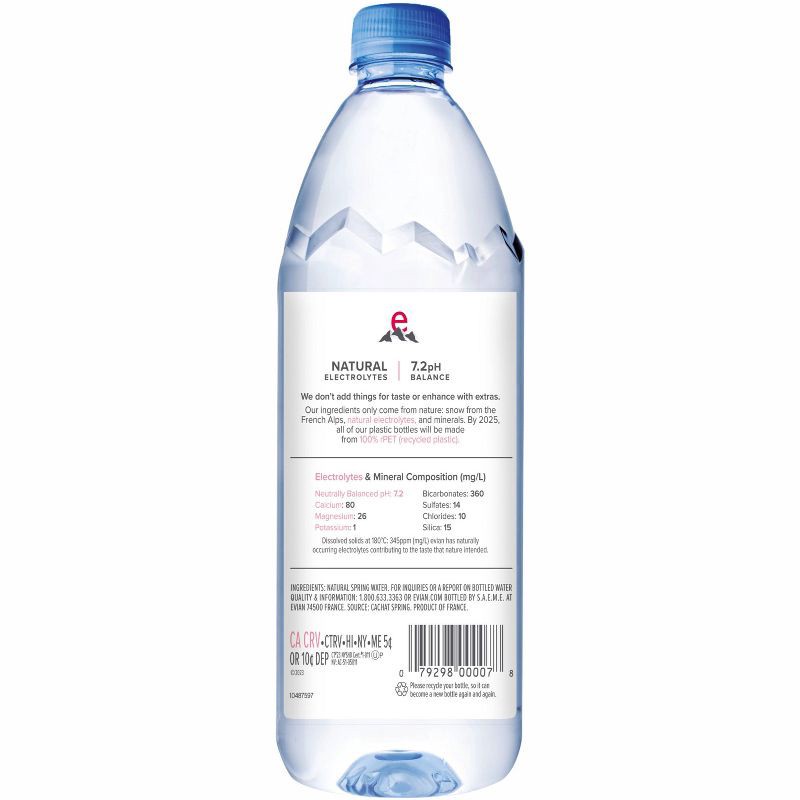 slide 6 of 6, Evian Natural Spring Water - 6pk/33.8 fl oz Bottles, 6 ct; 33.8 fl oz