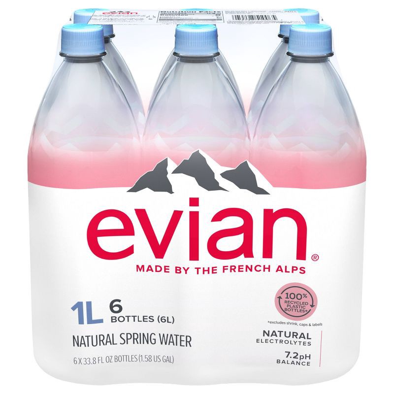 slide 10 of 14, Evian Natural Spring Water - 6pk/33.8 fl oz Bottles, 6 ct; 33.8 fl oz