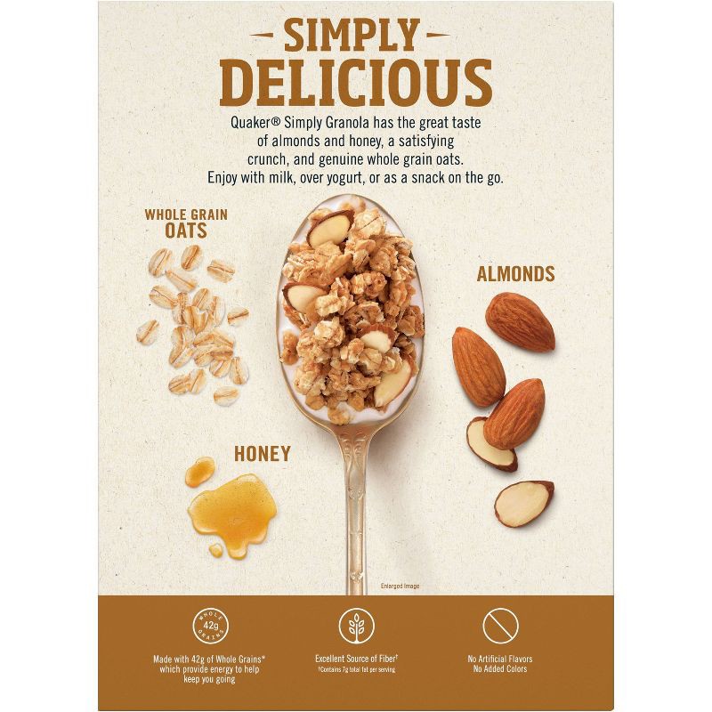 slide 3 of 4, Quaker Simply Granola Regular, Oats, Honey, Almond - 24.1oz, 24.1 oz