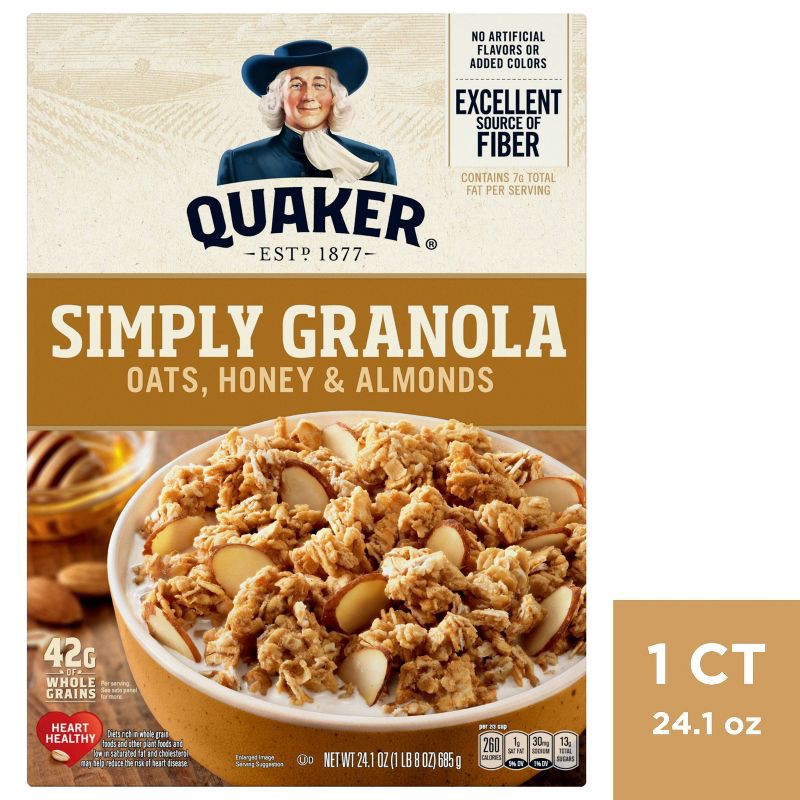 slide 1 of 4, Quaker Simply Granola Regular, Oats, Honey, Almond - 24.1oz, 24.1 oz