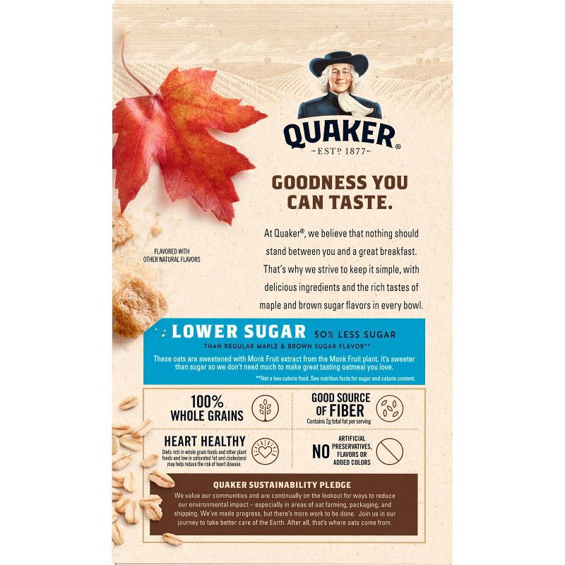 slide 3 of 8, Quaker Low Sugar Instant Oatmeal Maple Brown Sugar - 9.5oz/8ct, 9.5 oz, 8 ct