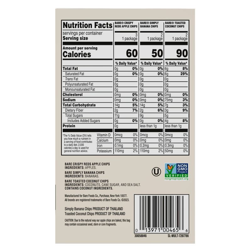 slide 9 of 10, Bare Fruit Bare Apple Banana Coconut Chips Varity Pack - 7ct, 7 ct