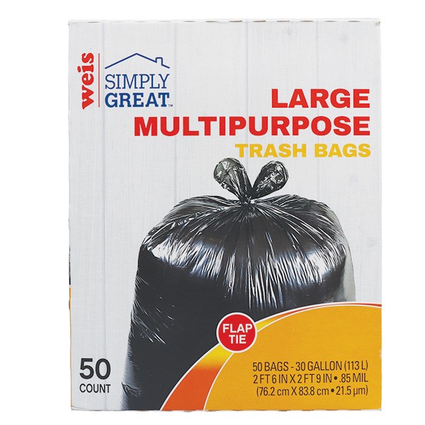 slide 1 of 1, Weis Quality Trash Bags with Flaps, 50 ct; 30 gal