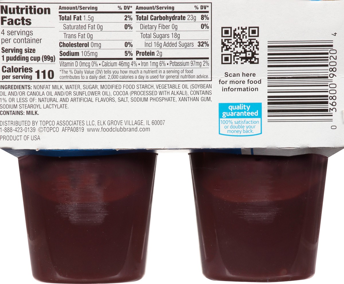 slide 2 of 9, Food Club Chocolate Pudding Snacks 4 ea, 4 ct