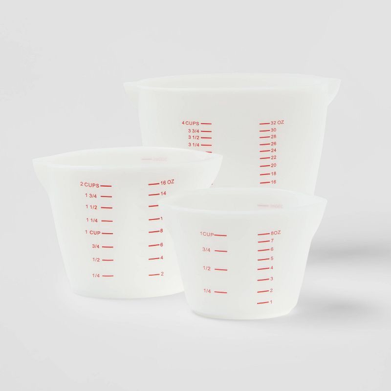 TableCraft 3-Piece Silicone Measuring Cup Set (6-Pack) HSMC3 - The