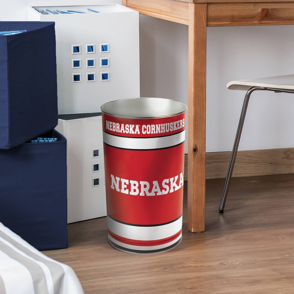 slide 2 of 3, NCAA Nebraska Cornhuskers Tin Trash Can, 1 ct